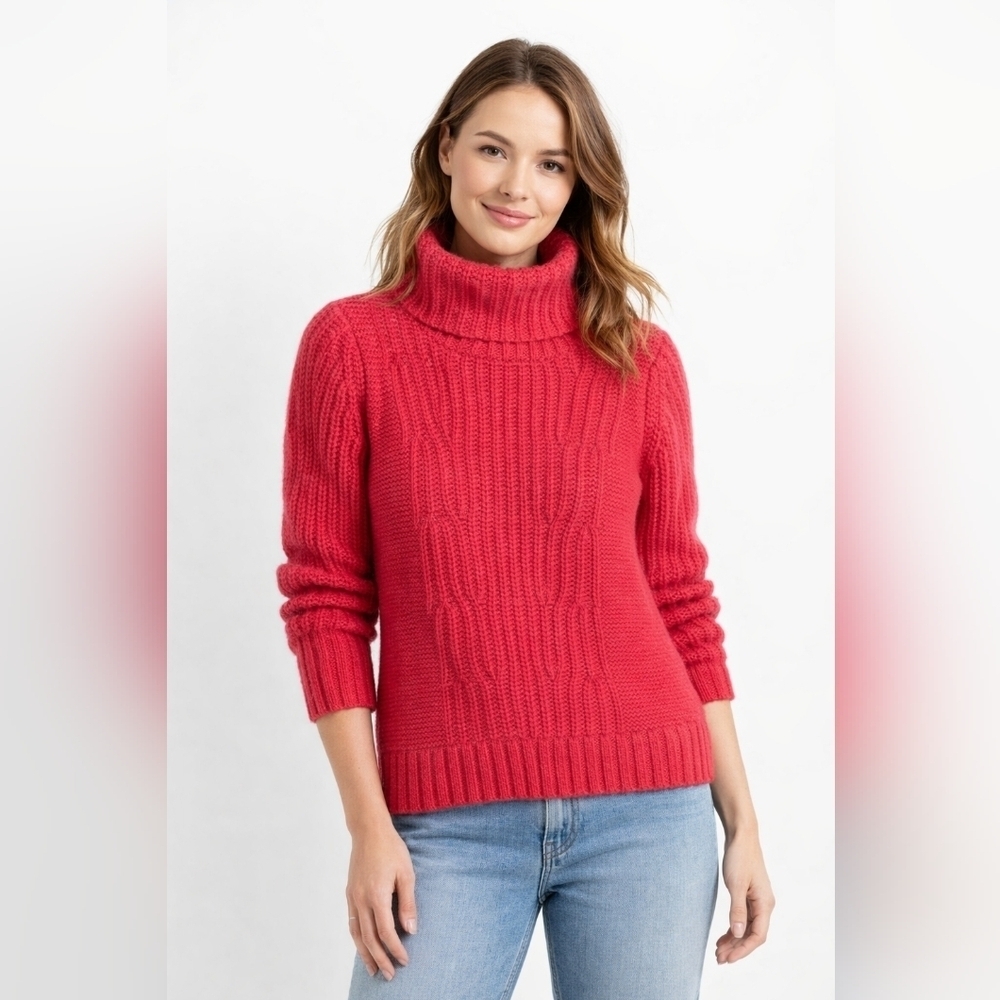 Italien merino wool alpaca blend knit sweater turtle neck sz M